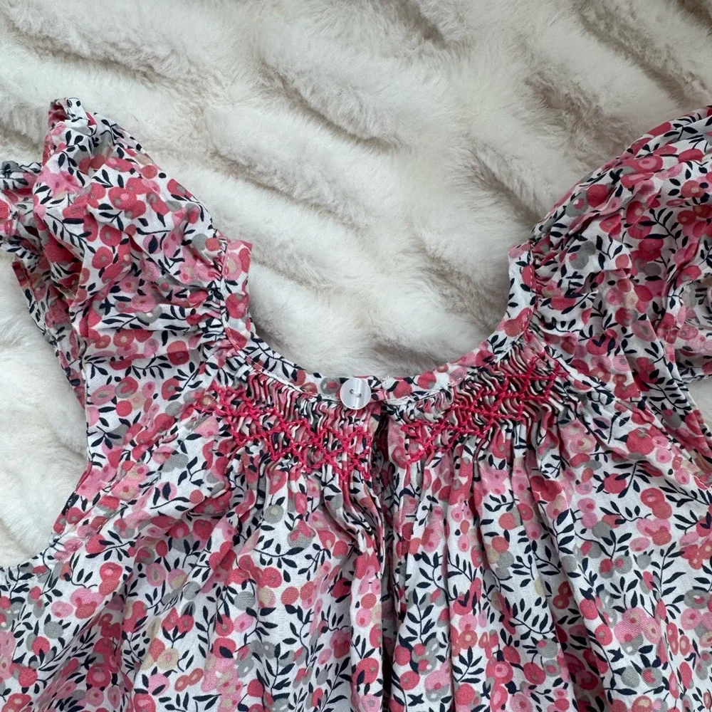 Floral Pink Kids Casual Dress - Picture 2 of 6